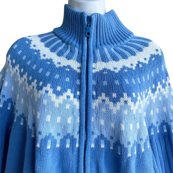 Covington Fair Isle Cardigan Sweater Women's Plus Size 20/22W Blue White - Picture 3 of 4